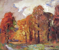 Vaclav Vytlacil oil painting of a fall landscape.
