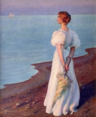 Charles Courtney Curran oil painting entitled "On the Shore of Lake Erie".