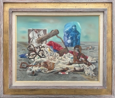 Image of wood and gold frame of "Rags and Old Iron" painting by Aaron Bohrod.