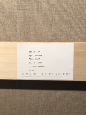 Edward Thorp Gallery label verso on Moon Bay 1996 oil painting by April Gornik.