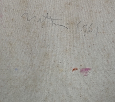 Verso signature on "Interior" oil painting by Robert Natkin.