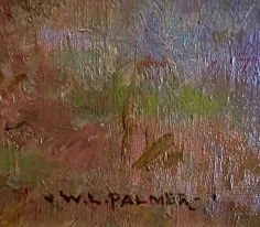 Image of signature on "Autumn Moonrise" by Walter Launt Palmer.