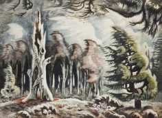 Sold painting by Charles Burchfield entitled "March Wind in the Woods".