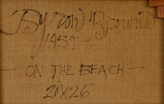 Image of verso inscription on &quot;On the Beach&quot; painting by Byron Browne.