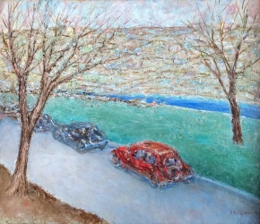 Image of "Autumn Day Drive" painting by Arnold Friedman.