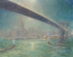"Bridge Nocturne" painting by Johann Berthelsen.