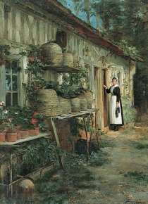 Image of "Beekeeper's Daughter" painting by Henry Bacon.