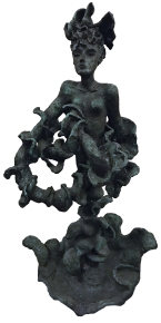 Yulla with Elaborate Head Piece sculpture.