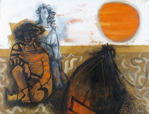 Image of "On the Beach" painting by Byron Browne. 