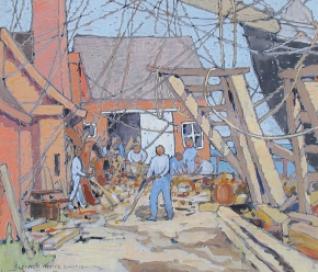 "At the Dry Dock, Gloucester, MA" painting by Eleanor Parke Custis.