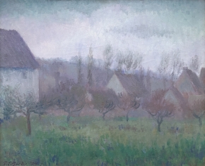 Image of "Farm Orchard in Winter, Giverny" painting by Theodore Earl Butler.