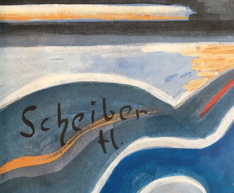 Signature of untitled painting of a woman smoking by Hugo Scheiber.
