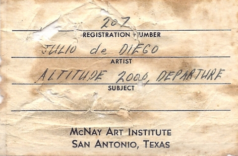 McNay label verso of Altitude 2000, Departure by Julio De Diego.