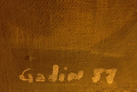 Image of signature and date on "50F" painting by Raymond Godin.