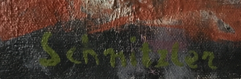 Signature on oil painting "#2 (5)" by Max Schnitzler.