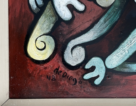 Signature on "The Magician" painting by Julio De Diego.