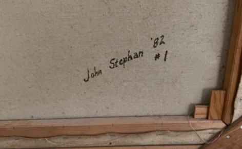 Signature on 1982 painting #1 by John Stephan.