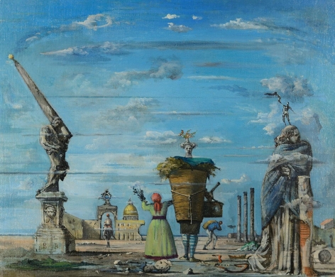 Eugene Berman oil painting of an imaginary view of Rome.