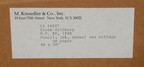 Label Verso of "O.P.88" by Glen Goldberg.