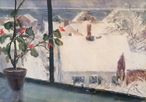 John Whorf watercolor titled "Winter from my Studio - Provincetown".