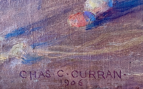 Image of signature and date on the painting "On the Shore of Lake Erie" by Charles Courtney Curran.