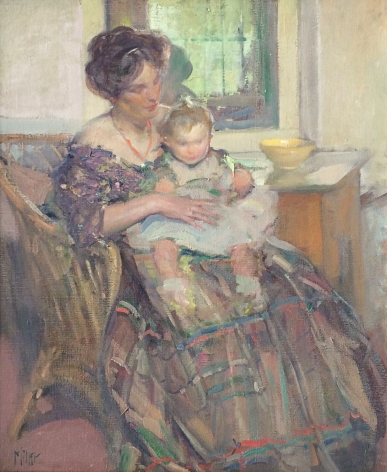 Oil painting by Richard E. Miller entitled "Mother and Child".
