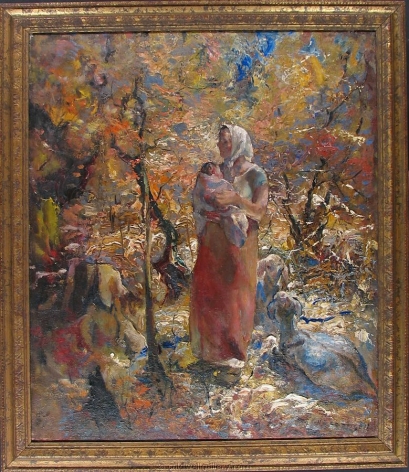Frame on "Mother and Child oil painting by John Costigan.