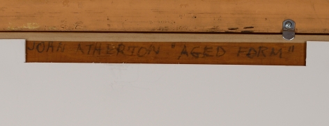 Verso inscription on "Aged Form" by John Atherton.