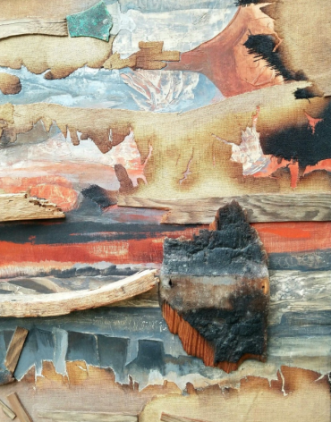 Detail of "Pyromaniac's Pyre" by Mary Spencer Nay.