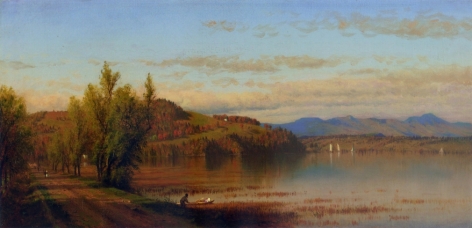 Sold Sanford Gifford oil painting entitled "The Bay Road at Hudson, NY".