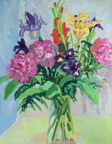 Nell Blaine oil painting "Bouquet of Peonies and Empire Lily".