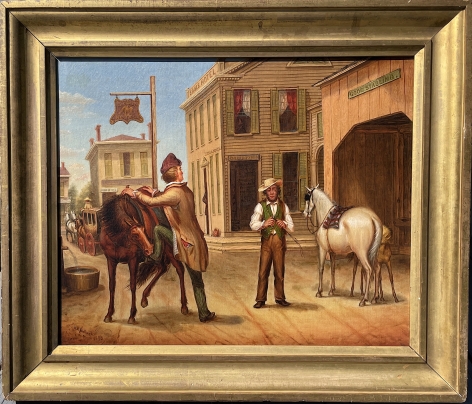 Frame view of Horse Trade Scene by Otis Bullard.