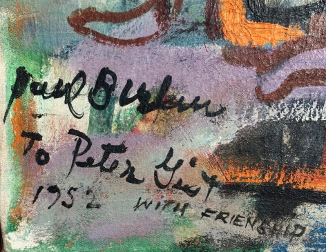 Image of signature, date and inscription on "Composition" painting by Paul Burlin.