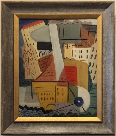 Frame on "City Harbor, Albany" 1931 oil painting by Vaclav Vytlacil.