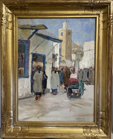 Frame of "A Busy Corner Tunis" by Jane Peterson.