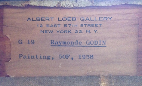 Label verso "50F" by Raymond Godin.