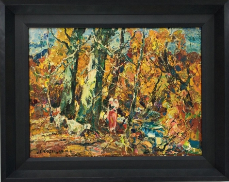 Frame on "Mother and Child" by John Cositgan, circa 1955 oil painting.