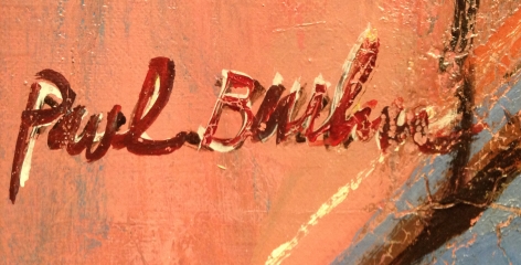 Image of signature on "Heads or Tails"painting by Paul Burlin.