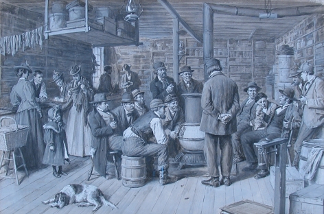 Arthur B. Frost painting "The Country Store as a Social Center".