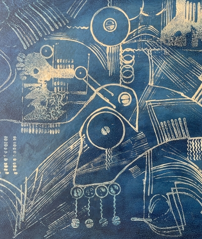 Detail of "Blueprint of the Future" by Julio De Diego.