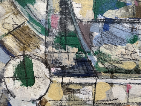Closeup detail of abstraction in "Photography" painting by Robert Freimark.