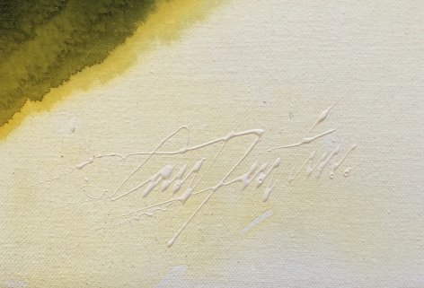 Signature on "Phenomena Point to Cross By" by Paul Jenkins.