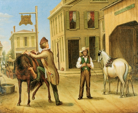 Otis Bullard painting entitled "Horse Trade Scene".