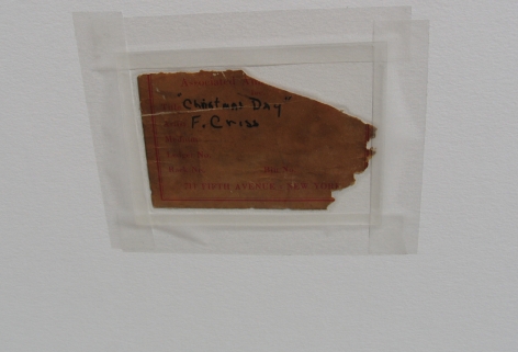 Image of label verso fragment on "Winter Morning" painting by Francis Criss.