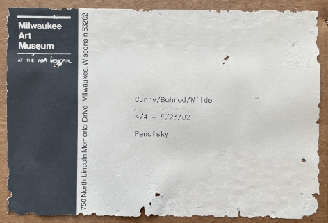Image of the Milwaukee Art Museum label verso on Rags and Old Iron painting by Aaron Bohrod.
