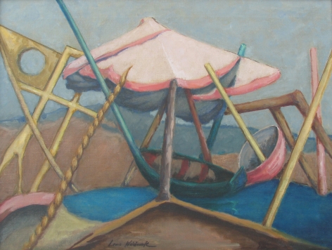 Louis Wolchonok oil painting entitled "Beach Scene".