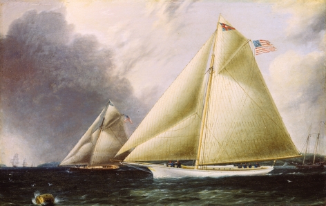 James E. Buttersworth untitled painting of two yachts racing left from sold archive.