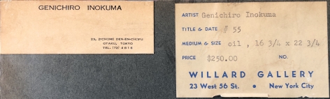 Willard Gallery label verso on #55 by Genichiro Inokuma.