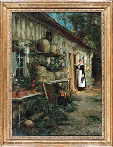 Frame view of the "Beekeeper's Daughter" painting by Henry Bacon.