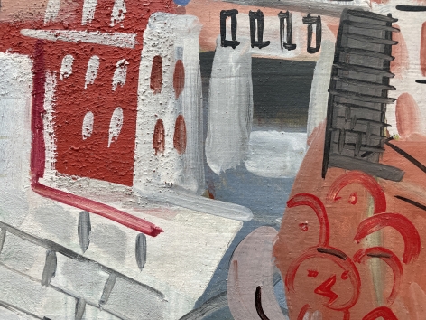 Detail of &quot;City Scene with Faces&quot; by Vaclav Vytlacil.